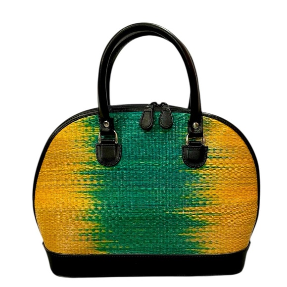 Le SacHandmade Woven Gradient Green and Yellow Bag